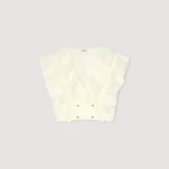 Tops & Chemises*SANDRO Top Court à Volants blanc
