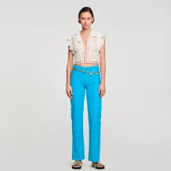 Tops & Chemises*SANDRO Top Court à Volants blanc