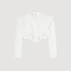 Tops & Chemises*SANDRO Top Court En Broderie Anglaise blanc