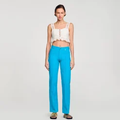 Tops & Chemises*SANDRO Top Court En Lin Mélangé blanc