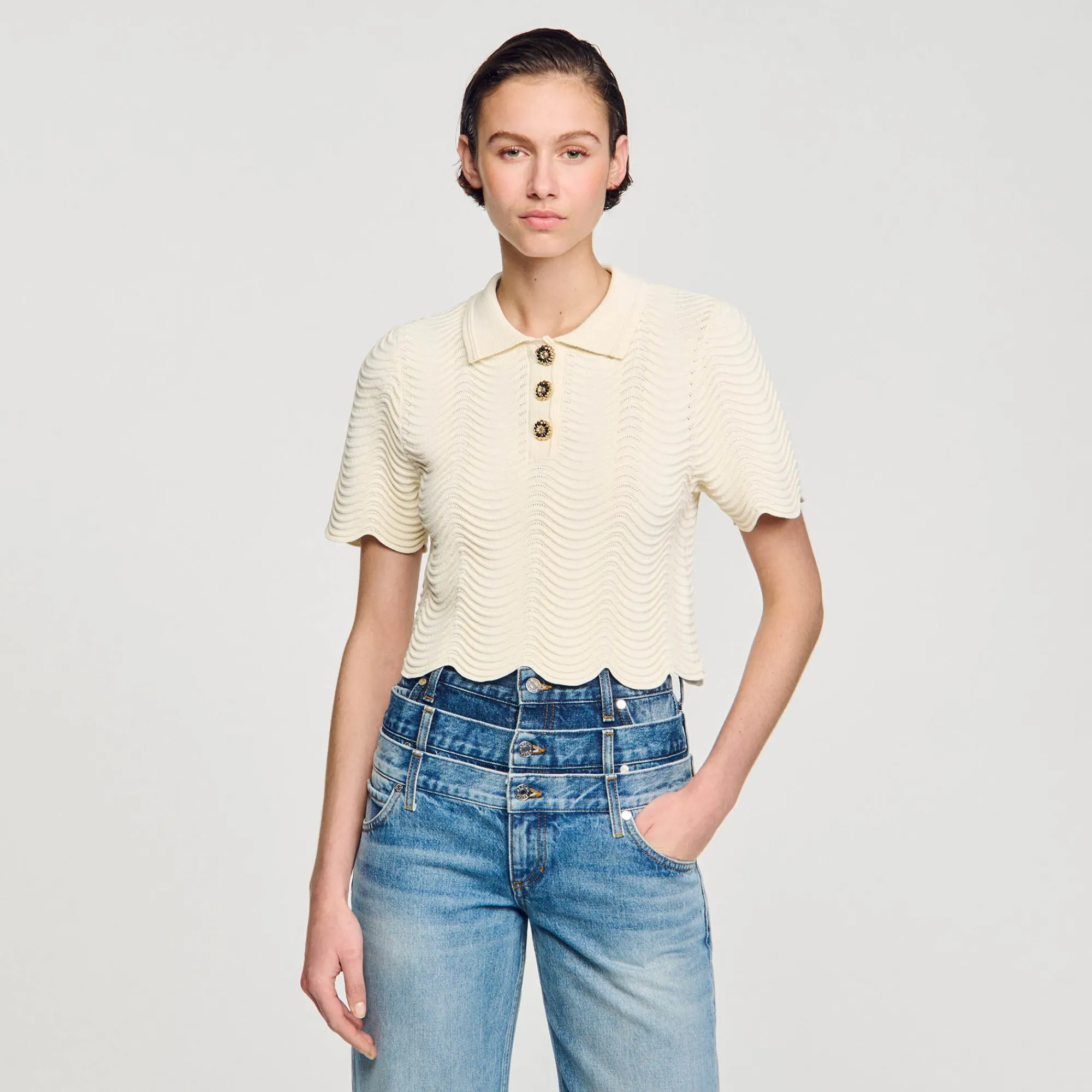 Pulls & Cardigans|Tops & Chemises*SANDRO Top Court En Maille blanc