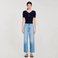 Pulls & Cardigans|Tops & Chemises*SANDRO Top Court En Maille Bleu marine