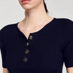 Pulls & Cardigans|Tops & Chemises*SANDRO Top Court En Maille Bleu marine