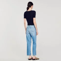 Pulls & Cardigans|Tops & Chemises*SANDRO Top Court En Maille Bleu marine