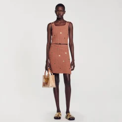 Ensembles|Pulls & Cardigans*SANDRO Top Court En Maille à Pièces Marron