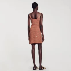 Ensembles|Pulls & Cardigans*SANDRO Top Court En Maille à Pièces Marron
