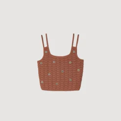 Ensembles|Pulls & Cardigans*SANDRO Top Court En Maille à Pièces Marron