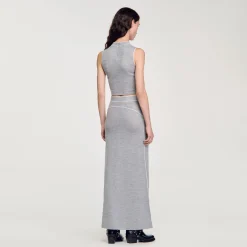 Ensembles|Pulls & Cardigans*SANDRO Top Court En Maille Sans Manches Gris