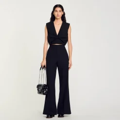 Tops & Chemises*SANDRO Top Court Satiné Noir