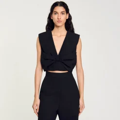 Tops & Chemises*SANDRO Top Court Satiné Noir