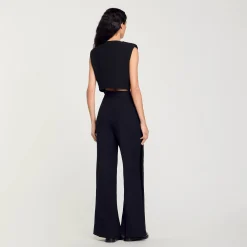 Tops & Chemises*SANDRO Top Court Satiné Noir