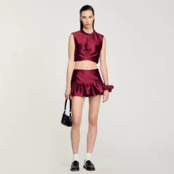 Ensembles|Tops & Chemises*SANDRO Top Court Satiné Bordeaux