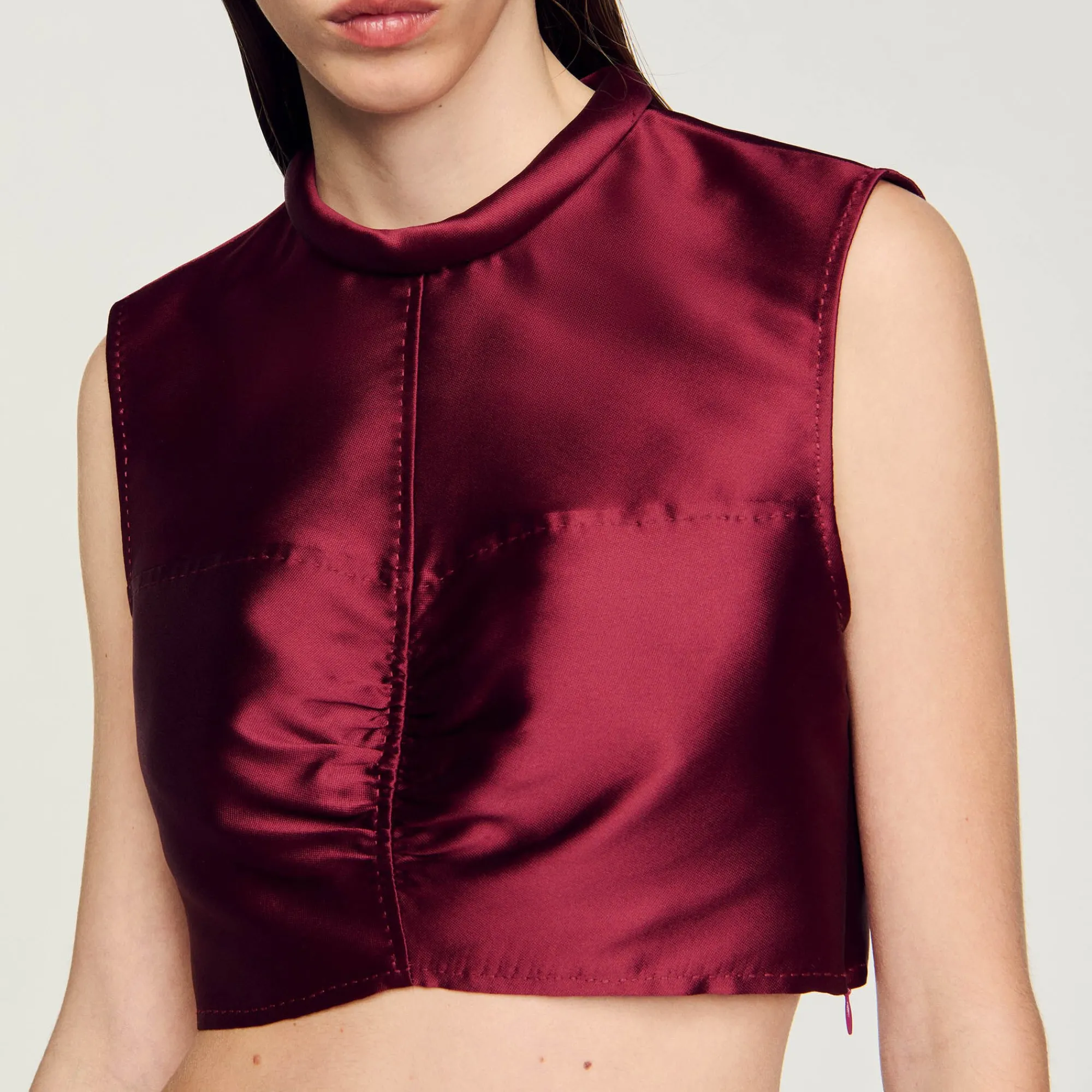 Ensembles|Tops & Chemises*SANDRO Top Court Satiné Bordeaux