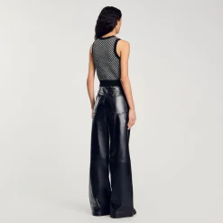 Ensembles|Pulls & Cardigans*SANDRO Top En Maille à Carreaux Noir