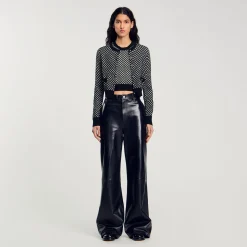 Ensembles|Pulls & Cardigans*SANDRO Top En Maille à Carreaux Noir