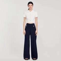 Pulls & Cardigans|Tops & Chemises*SANDRO Top En Maille à Col Vareuse blanc