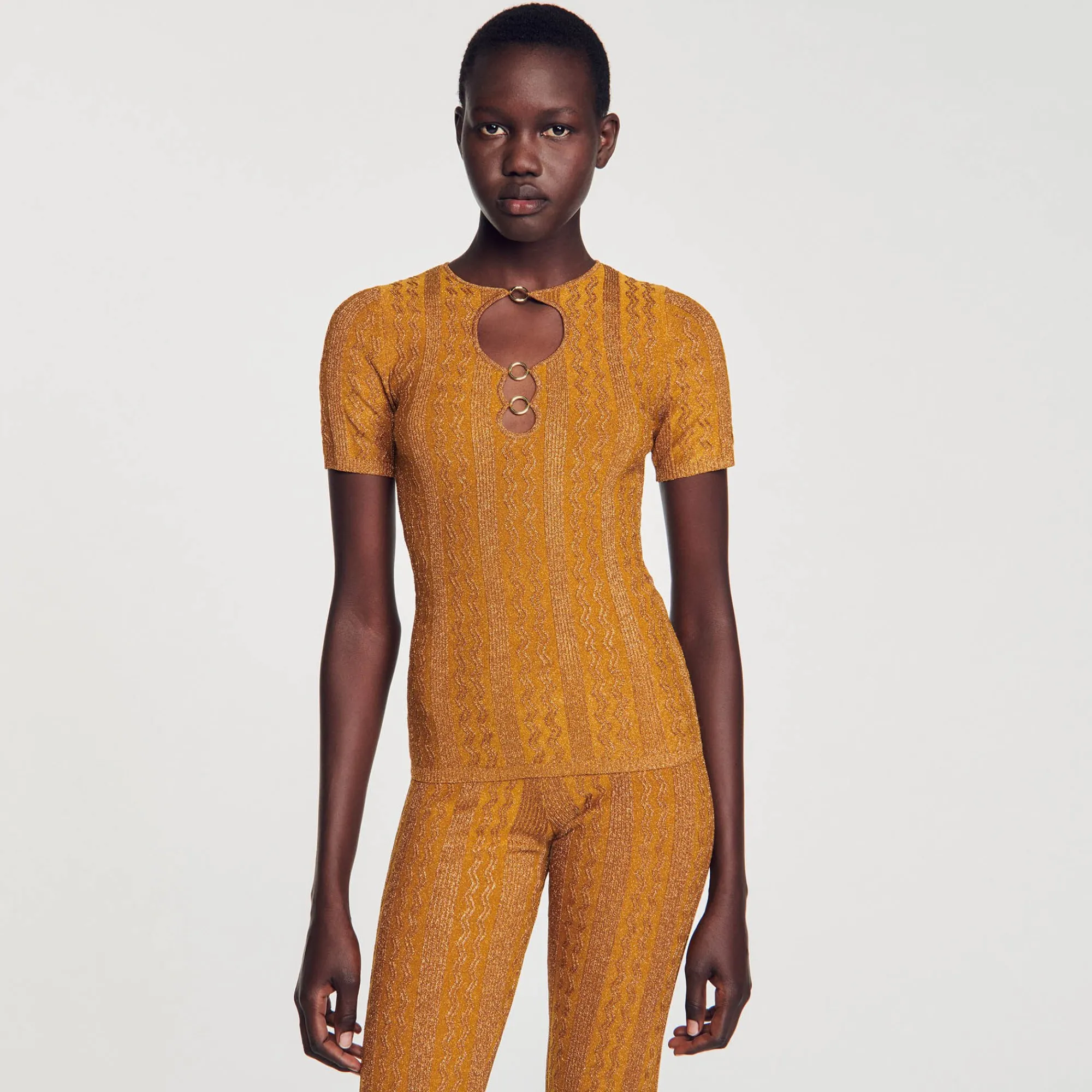 Ensembles|Pulls & Cardigans*SANDRO Top En Maille Scintillante Ambre