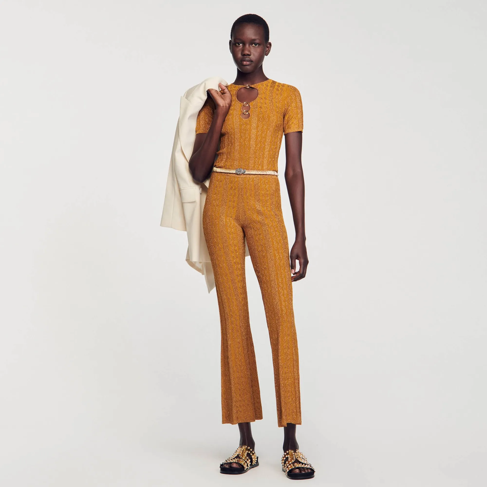 Ensembles|Pulls & Cardigans*SANDRO Top En Maille Scintillante Ambre