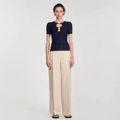 Ensembles|Pulls & Cardigans*SANDRO Top En Maille Scintillante Bleu marine