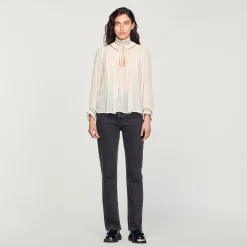 Tops & Chemises*SANDRO Top En Mousseline Nude