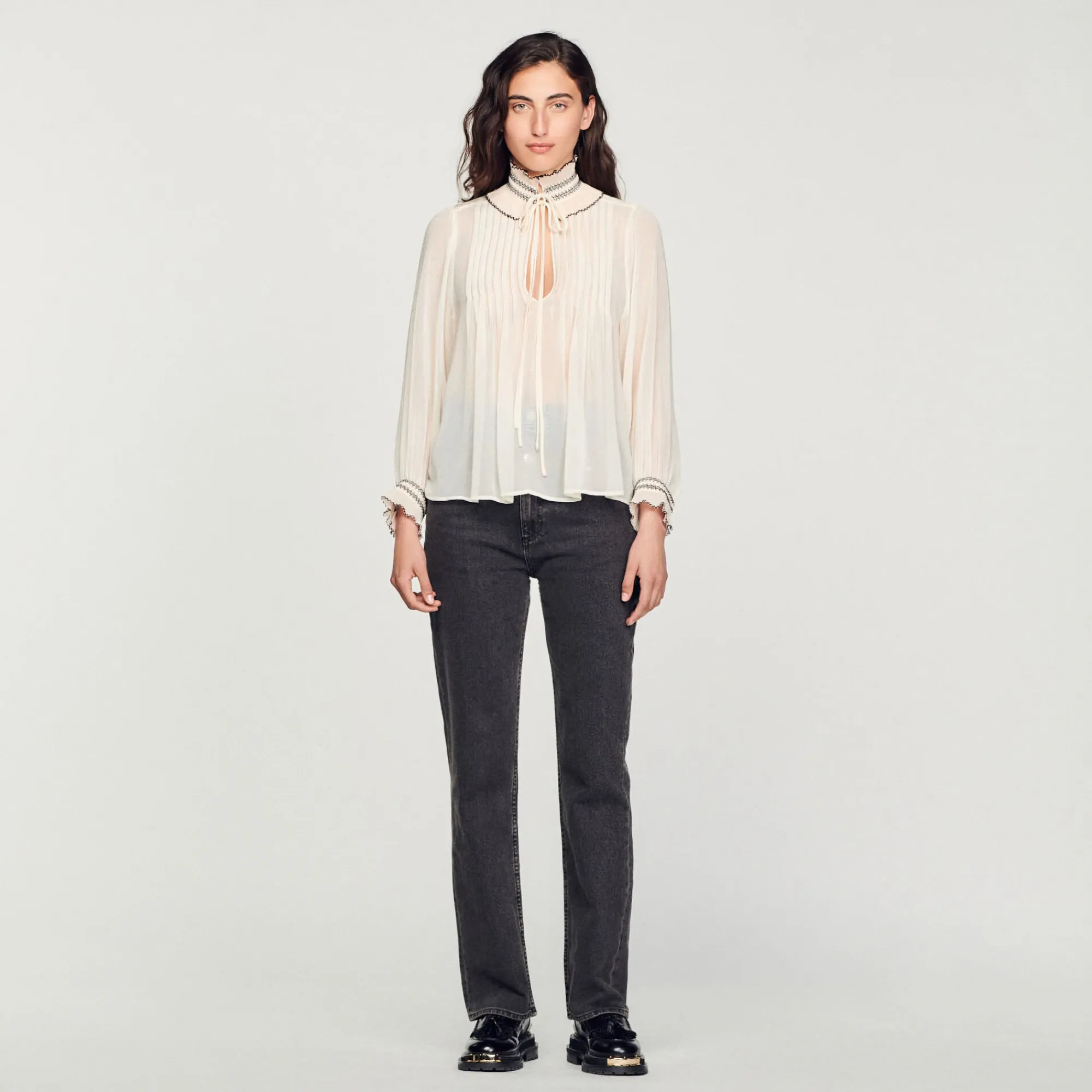 Tops & Chemises*SANDRO Top En Mousseline Nude