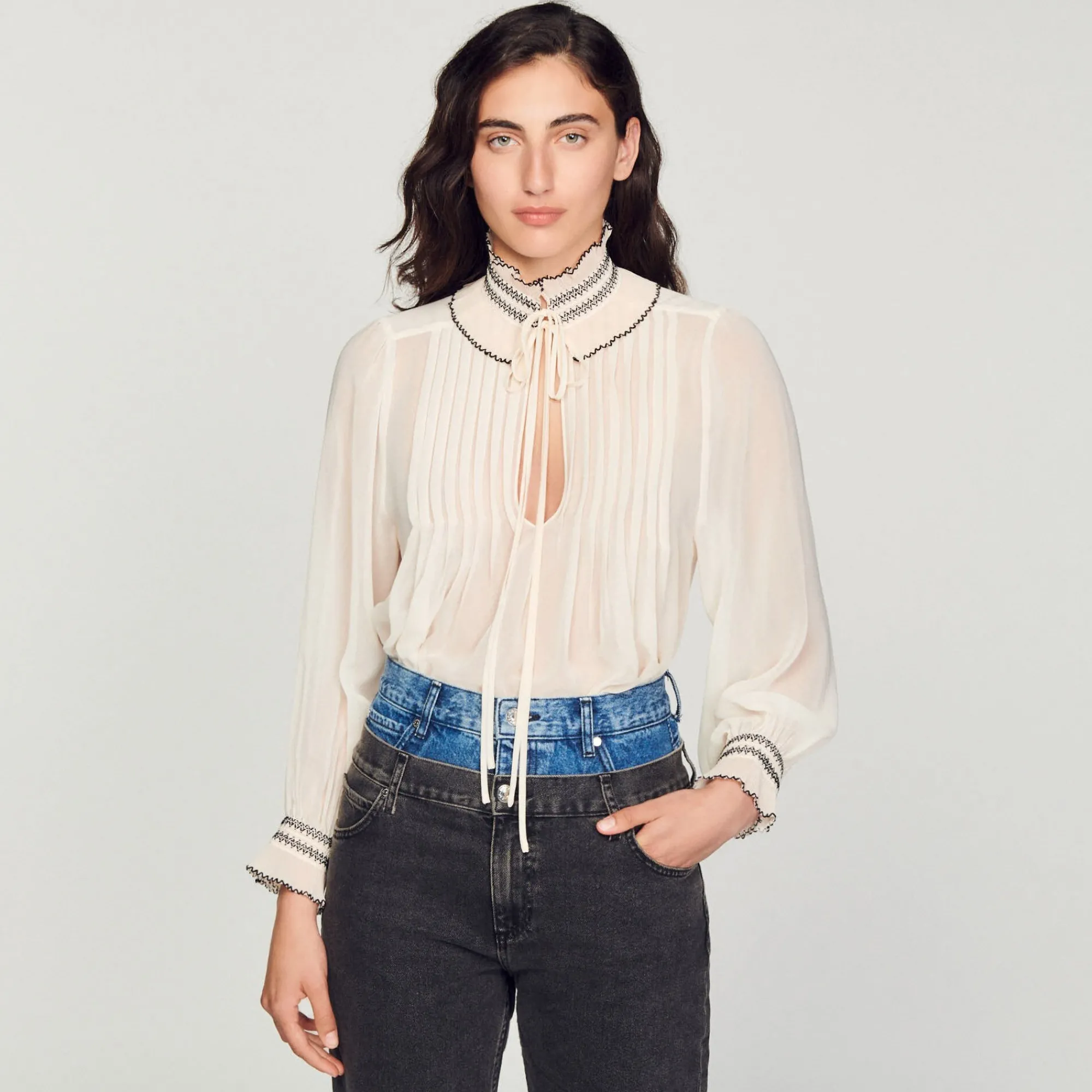 Tops & Chemises*SANDRO Top En Mousseline Nude