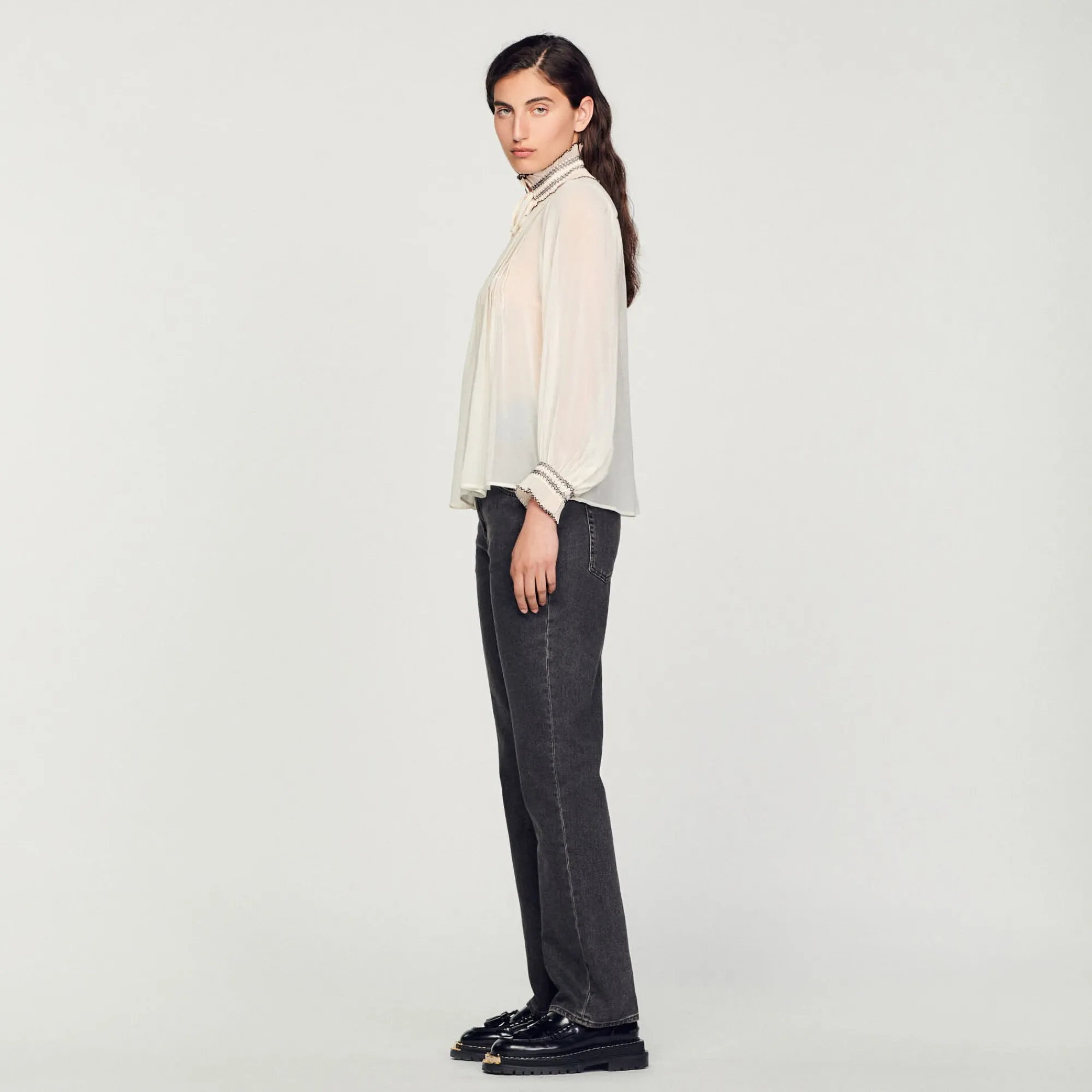 Tops & Chemises*SANDRO Top En Mousseline Nude