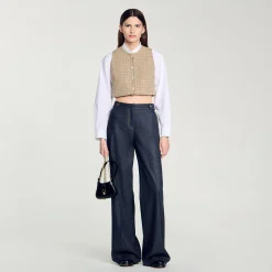 Ensembles|Tops & Chemises*SANDRO Top En Tweed Camel