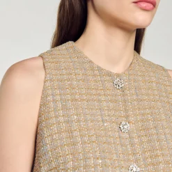 Ensembles|Tops & Chemises*SANDRO Top En Tweed Camel