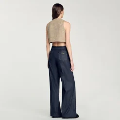 Ensembles|Tops & Chemises*SANDRO Top En Tweed Camel