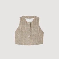 Ensembles|Tops & Chemises*SANDRO Top En Tweed Camel