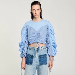 Tops & Chemises*SANDRO Top Imprimé à Liens Bleu Ciel