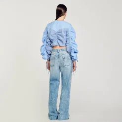Tops & Chemises*SANDRO Top Imprimé à Liens Bleu Ciel