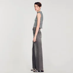 T-Shirts|Tops & Chemises*SANDRO Top Smocké à Sequins Gris