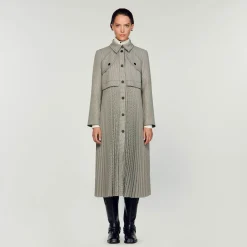 Manteaux|Ensembles*SANDRO Trench Pied-de-poule Noir / Blanc