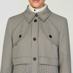 Manteaux|Ensembles*SANDRO Trench Pied-de-poule Noir / Blanc