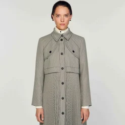 Manteaux|Ensembles*SANDRO Trench Pied-de-poule Noir / Blanc