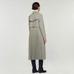 Manteaux|Ensembles*SANDRO Trench Pied-de-poule Noir / Blanc