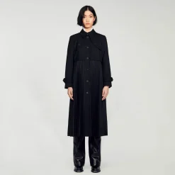 Manteaux*SANDRO Trench Plissé Noir