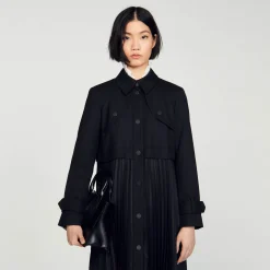 Manteaux*SANDRO Trench Plissé Noir