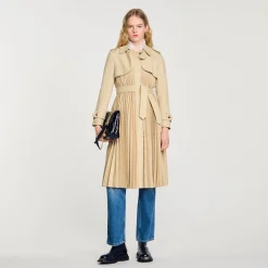 Manteaux*SANDRO Trench Plissé à Ceinturer Beige