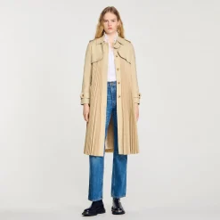 Manteaux*SANDRO Trench Plissé à Ceinturer Beige