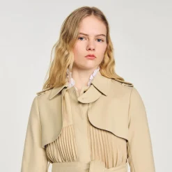 Manteaux*SANDRO Trench Plissé à Ceinturer Beige