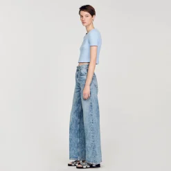 T-Shirts*SANDRO T-shirt Court Bleu Ciel