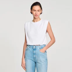 T-Shirts*SANDRO T-shirt Court En Coton blanc