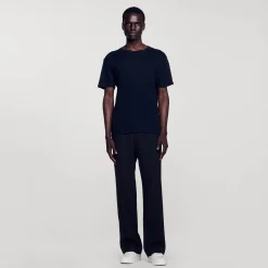 T-Shirts & Polos*SANDRO T-shirt En Lin Certifié Noir