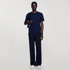 T-Shirts & Polos*SANDRO T-shirt En Lin Certifié Marine