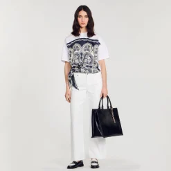 T-Shirts*SANDRO T-shirt Foulard Marine / Beige