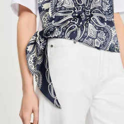 T-Shirts*SANDRO T-shirt Foulard Marine / Beige