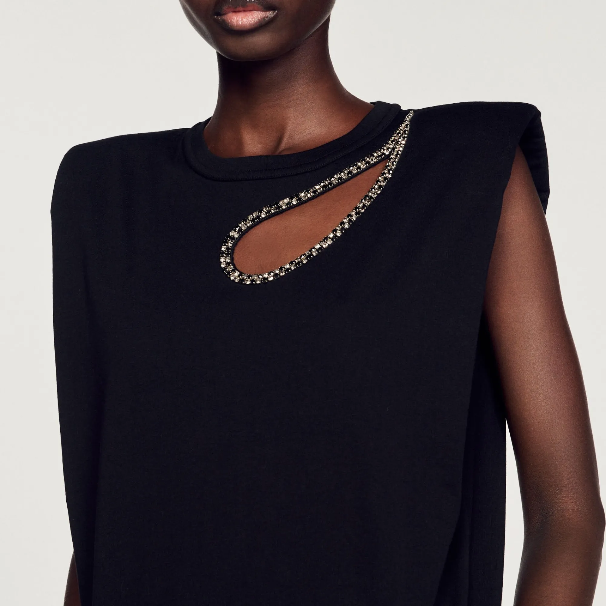 T-Shirts*SANDRO T-shirt Goutte Strass Noir